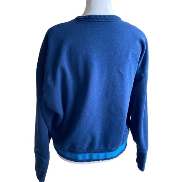 Under Armour Project Rock Sweater Crewneck Sweatshirt Drawstring Crop Navy S - Picture 4 of 15